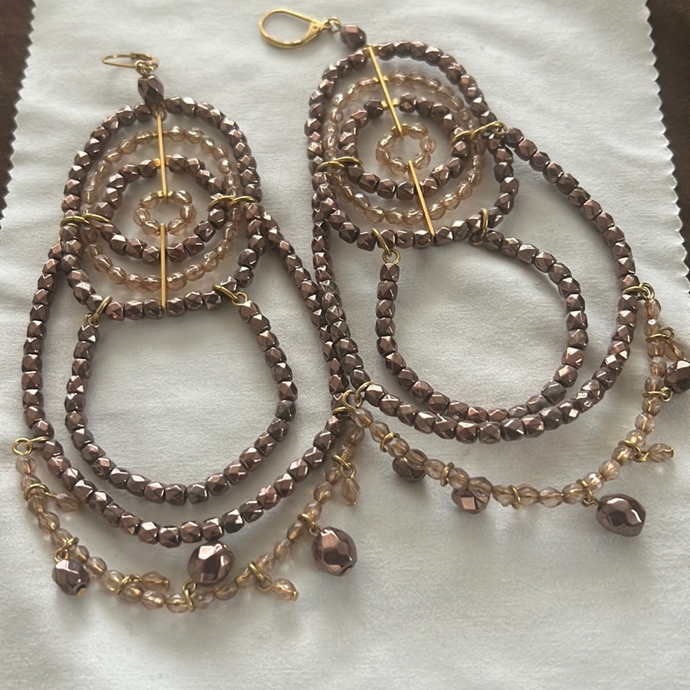 Gold Beaded Chandelier Earrings